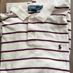 Ralph Lauren Cream and Maroon Striped Polo new no tags SZ XL
